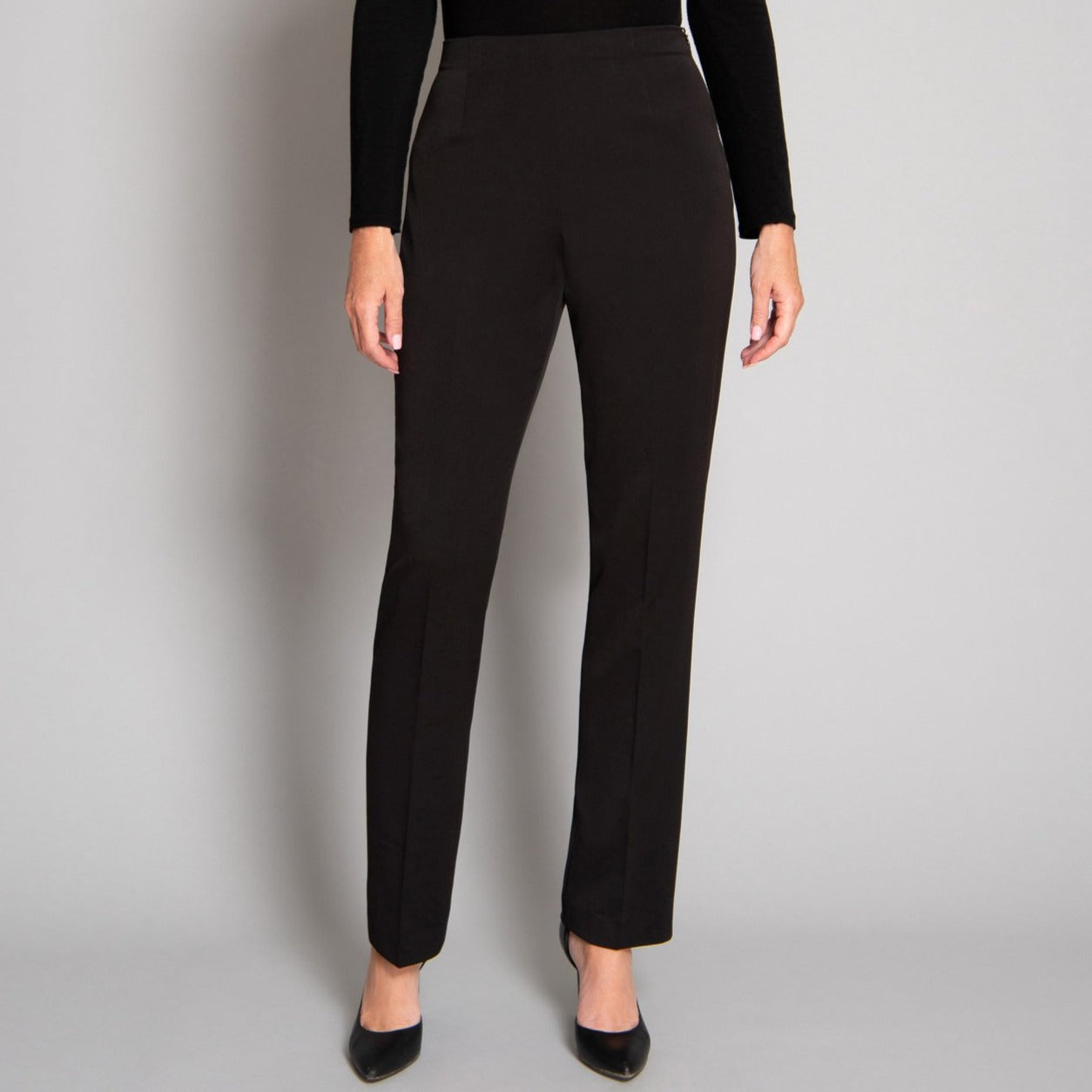 A Charcoal Black High-Waist, Trumpet-Cut Details Pant With Side Metal A -  Afrikrea
